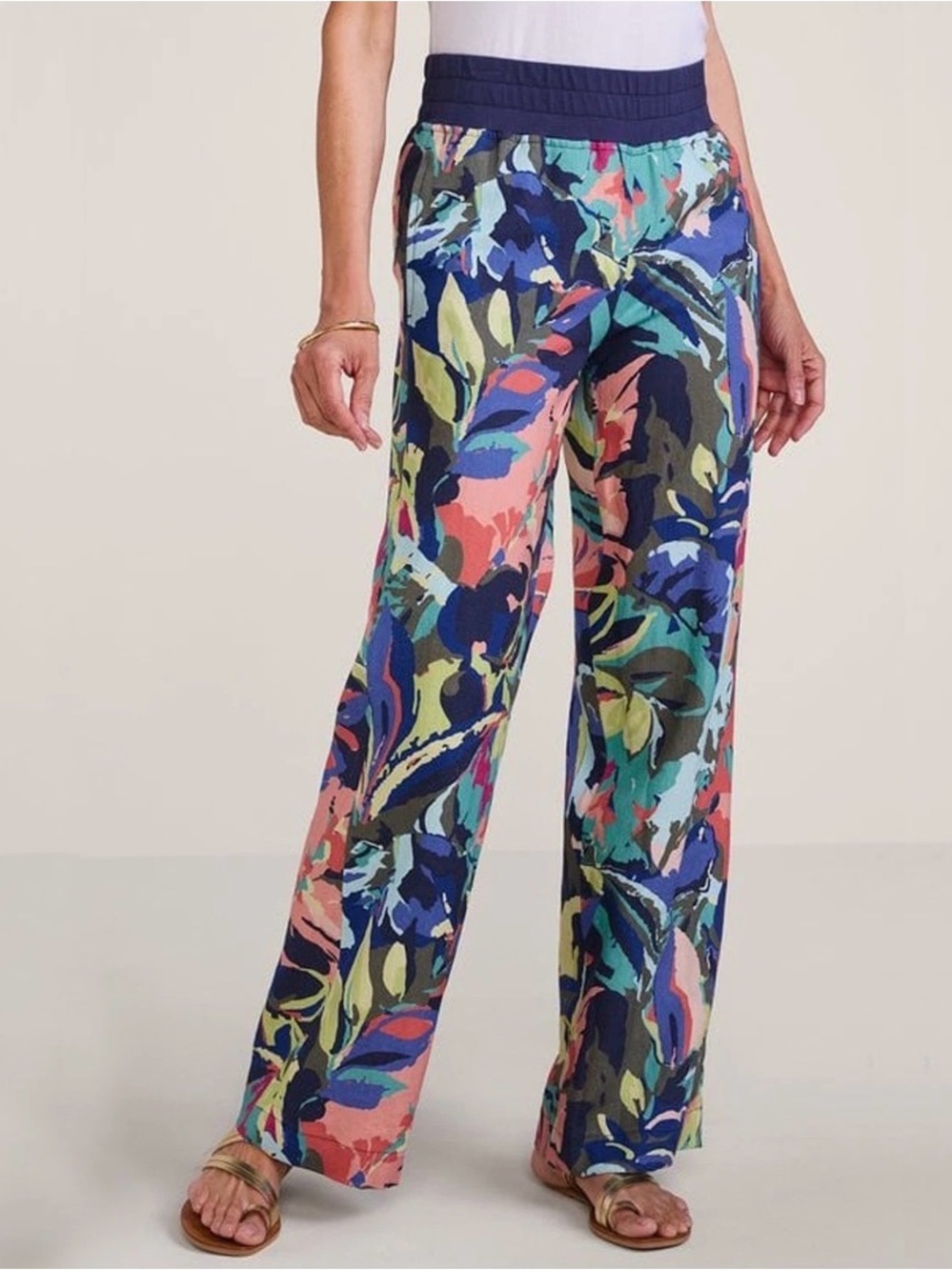 Soft Surroundings Aliso Point Tropical Linen Pants Size Medium